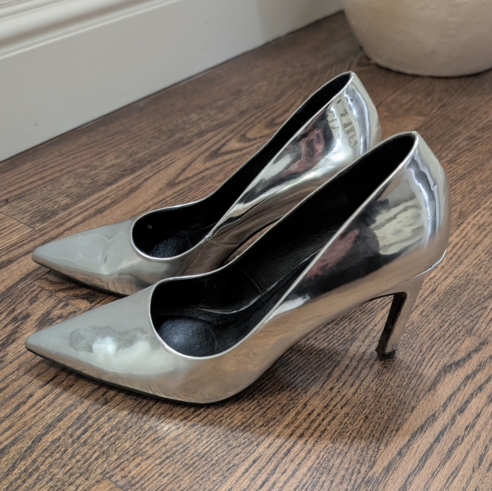 Silver Mirror Metallic TopShop Heels size 39 / 8.5
